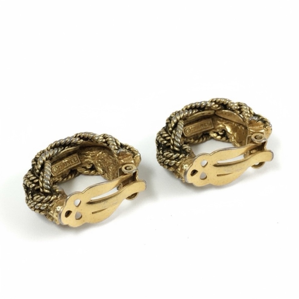 CHANEL Vintage Gold Rope Chain Hoop Earrings Clip-On Statement 80s Classic ✨ - Picture 5 of 6